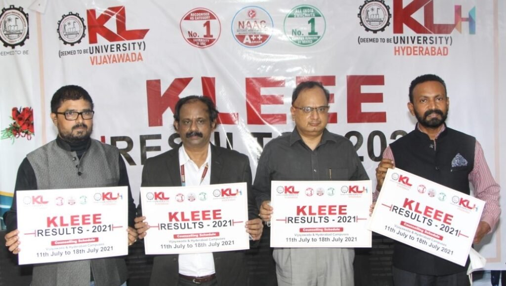 Dr. J Srinivasa Rao, Dr. N. Venkatram, Dr. K Ramakrishna, and Dr. M Kishore Babu addressing a Press Conference in KL University Vijayawada Campus