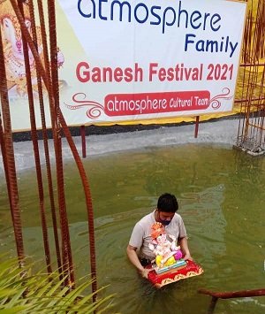 Housing Society Atmosphere at Mulund creates a Ganesh Visarjan pond in their own premises