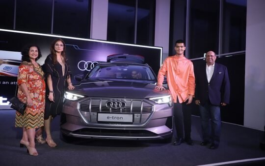 Liza Varma , Charu Parashar, Arjun Parashar and and Mr. Raghav Chandra at the Launch of Audi e-tron