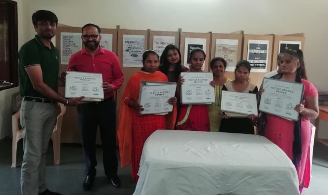 Amway India presenting ‘Tactile Science Primer’ books to visually impaired girl students of Andh Kanya Prakash Gruh, Ahmedabad