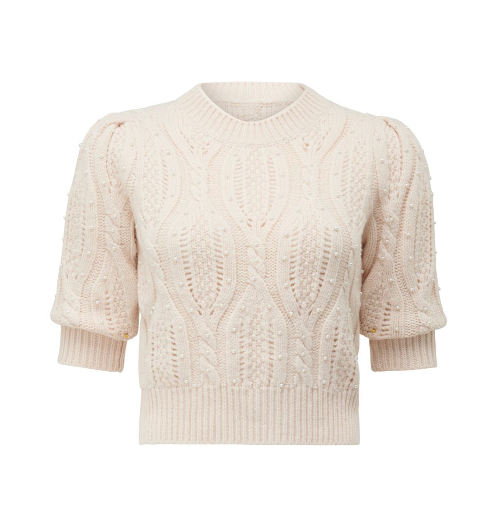 Forever New, Chelsea Cable Pearl Knit Tee, INR 5200 (Product)