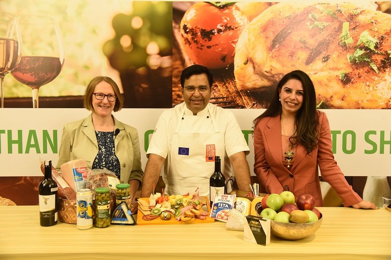 Ms. Maria Fladl, Trade Affairs Manager in the Delegation of the EU_ Chef Ajay Chopra, Campaign Ambassador, More Than Food, at the virtual tasting event for Mo