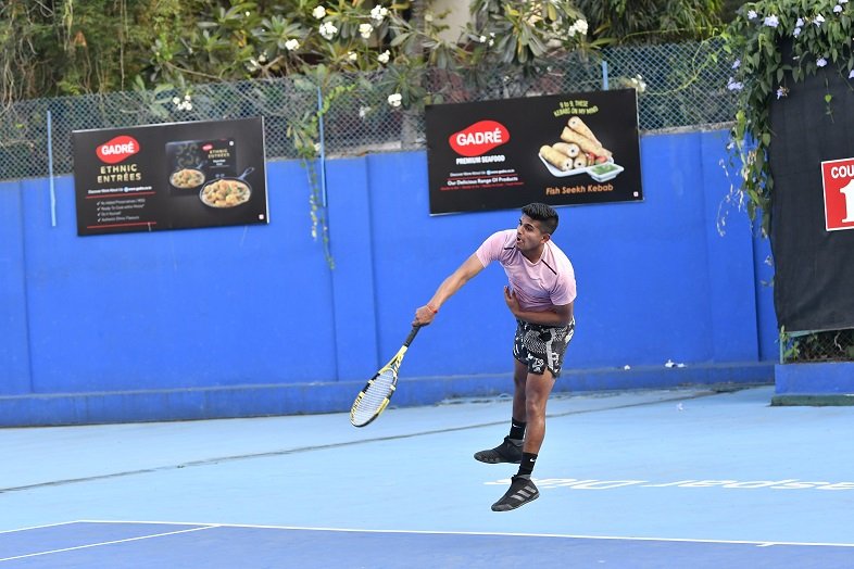 Praneet Venugopal in action at last years Gadre Gaspar Dias Open 2021 at Clube Tennis de Gaspar Dias, Miramar