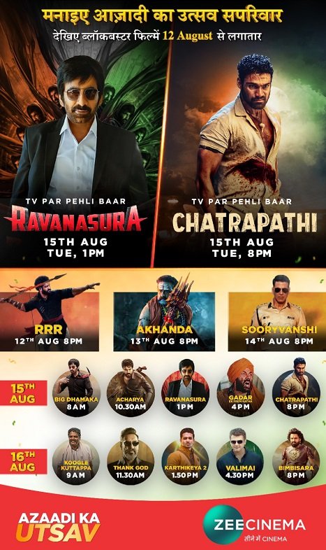 WTP Ravanasura & Chatrapathi on Zee Cinema