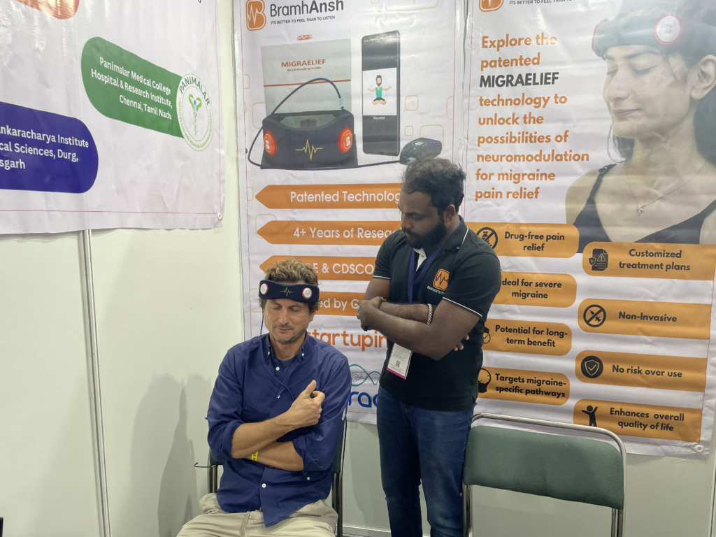 People getting demo of Migraelief Product at the Bengaluru Tech Summit 2023