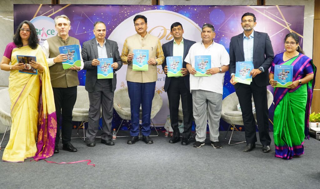 MR AV RANGANATH_DR SHAILENDRA KUMAR JOSHI_GARETH WYNN OVEN_DR CHINNABABU SUNKAVALLI AND OTHER SEEN UNVEILING ANNUQL NEWS LETTER